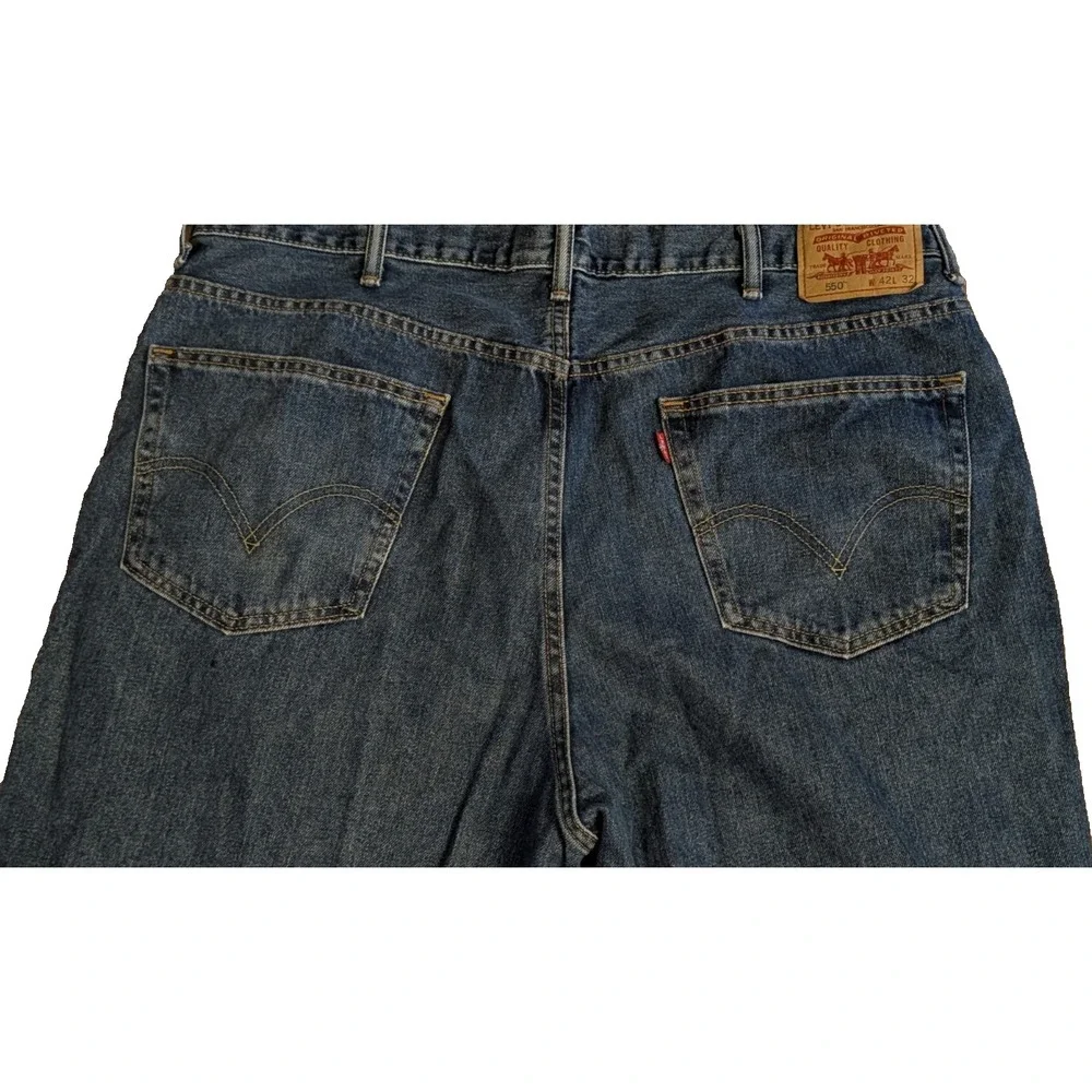 Levi's 550 Relaxed Fit Denim Dark Blue Jeans Pants Men's 42